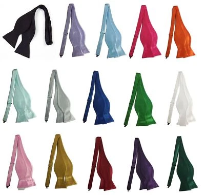 UK Men's Self Bow Tie Adjustable Silky Satin Necktie Gift - Image 1 of 2