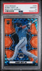 2022 Mosaic #265 Bobby Witt Jr. RC Reactive Orange PRIZM PSA 10 GEM MINT Royals