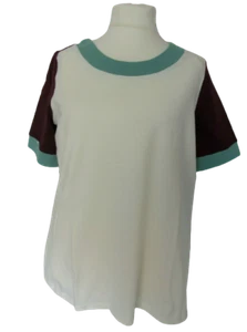 Sheego T-Shirt Damen Weiß Bunt kurzarm Shirt Stretch Übergröße 44/46 Sport Basic - Bild 1 von 8