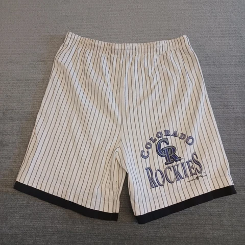 VINTAGE Colorado Rockies Pinstripe Shorts Adult 1993 Made USA Men's Size Medium Cover