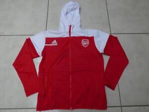 Mens Arsenal FC full zip, hooded tracksuit jacket, top by adidas. Adult Large
