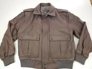 Vintage Members Only sz 44 Bomber Jacket Coat Wool 90s Brown - Picture 1 of 7