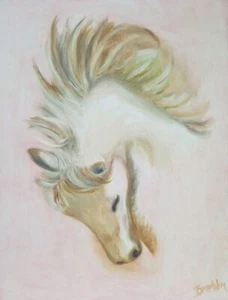 Original Oil Painting Horse "White Beauty" Canvas Sheet 9 x 12" Bronwen Skye - Picture 1 of 1