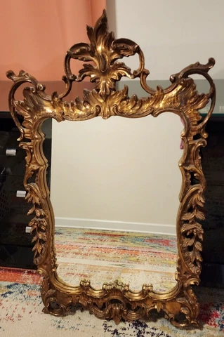 Hand Carved Wood Mirror Vintage  Large Rococo Italian  37" x 57" Cover