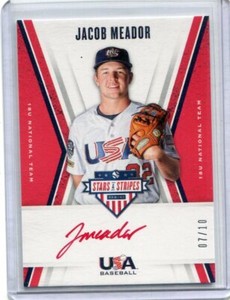 2019 Stars and Stripes 18U Team Autographs Jacob Meador Red Ink Auto 7/10