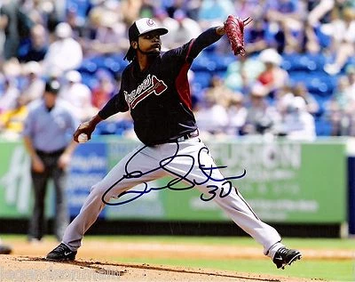 欧文·桑塔纳 亚特兰大勇士队 签名 8 x 10 照片 LOM 正品证书 (PH1045) — 第 1/2 张图片