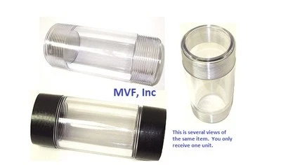 SF Sight Glass 2" NPT Visionflow Polycarbonate 185 deg F 500 psi Max, 8" lg TSG200