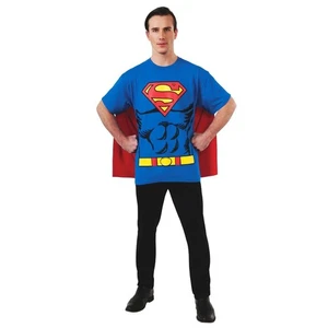 DC Comics Superheroes: Superman Costume T-Shirt con Mantello per Adulti, Uomo L... - Foto 1 di 2