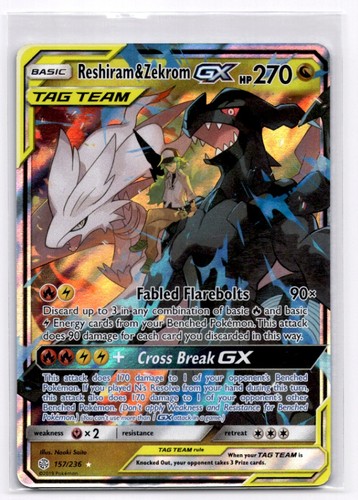 Reshiram & Zekrom GX 157/236 Cosmic Eclipse Ultra Rare Tag Team