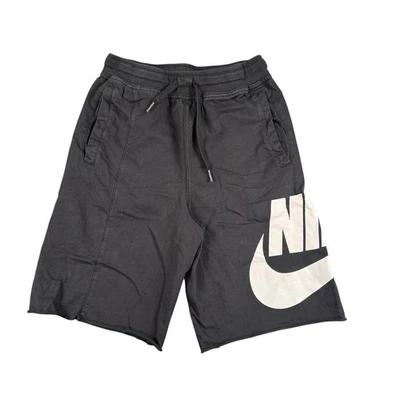 Nike Negro Big Swoosh Jersey Pantalones Cortos Atléticos Juveniles Grandes Negro Blanco Logo 55 Foto 1 de 4