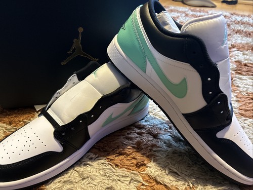 Nike Air Jordan 1 Low White Black Glow Green Uomo UK 12 US 13 Eur 47 5