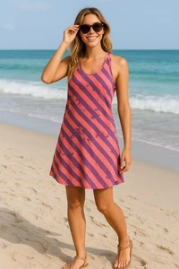 Roxy Sundress Womens S Pink Purple Stripe Sleeveless Casual Summer Beach Y2K - Picture 1 of 7