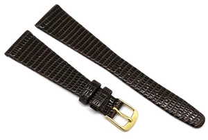 XS Wrist Watch Band Elegant Very Flat 18/10mm Braun Real Lizard /76 - Picture 1 of 6