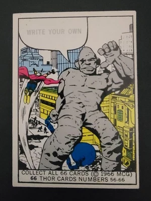 1966 Donruss Marvel Card #66 Last Card Thor Jack Kirby Corner Wear Soiling FN+ - Image 1 of 3