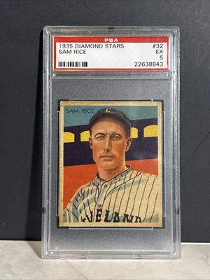 1934-36 1935 Diamond Stars #32 Sam Rice Indians Salón de la fama PSA 5 EX Foto 1 de 2