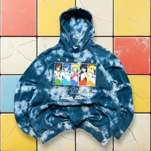 Sailor Moon Y2K Hoodie Sweatshirt Blue Tie Dye Manga Anime Graphic Pullover XL - Picture 1 of 11