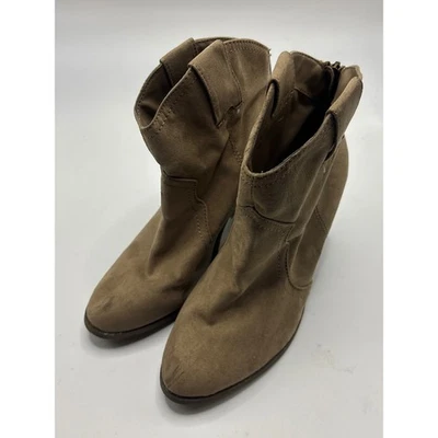 Botas de tornozelo femininas Merona camurça marrom salto bloco cowboy tamanho 9 - Imagem 1 de 4