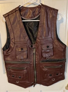Jing Shun Lederweste Herren klein braun Grube zu Grube 18,5 Zoll Länge 24 Zoll - Bild 1 von 2