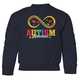 Autism Awareness Acceptance - Infinity Symbol Youth Crewneck Sweatshirt - Picture 1 of 5
