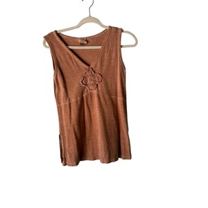 Earth Creations Organic Hemp Tank Top Rusty Orange Crochet Detail Small - Picture 1 of 8