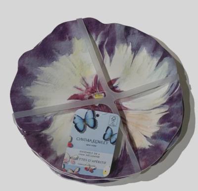 NWT CYNTHIA ROWLEY NEW YORK SET OF 4 Appetizer Plates Multicolor 6.5 in - Image 1 of 4