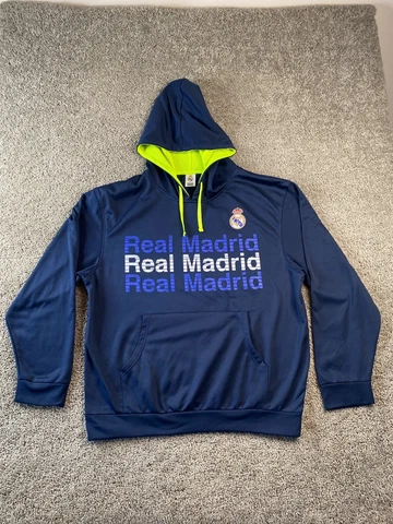 Real Madrid Sweater Mens Extra Large Blue Green Hoodie Sweatshirt Soccer Futbol Cover