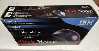 Vintage-Rare!!! IBM 2 Button PS2 Sleek Mouse 28L3673 Black,      New & Sealed. - Image 1 of 4