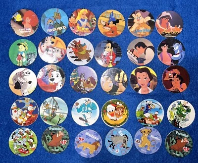 Vintage Disney Lion King Little Mermaid Snow White Aladdin Fantasia Alice Pogs - Image 1 of 2