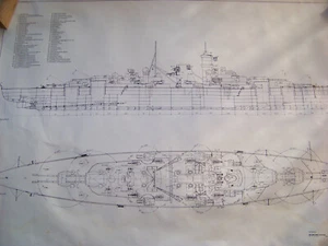 Bauplan - Deutsches Schlachtschiff II.Weltkrieg - TIRPITZ - 1:300 - Bild 1 von 19