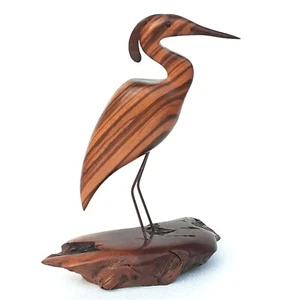 Vintage 1998 Bruce Stamp Heron Bird Cocobolo Wood Sculpture Artist USA Signed - Picture 1 of 11