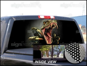 P157 Raptor Dinosaur Rear Window Tint Graphic Decal Wrap Back Pickup Graphics - Picture 1 of 6