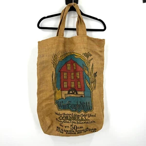 Vintage Handmade Lined Burlap 50lbs Cornmeal Bag Tote War Eagle Mill Arkansas - Picture 1 of 6