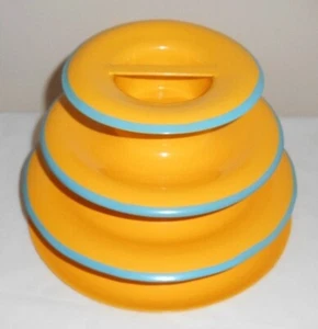 Gelber 4-stufiger Metallständer zum Servieren, Ausstellen... Einzigartiges modernes Dekor - Indien - Bild 1 von 7