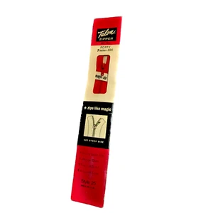Vintage TALON Metal Zipper NOS 7 " Poppy Red U.S.A. Sewing Notion Center Place - Picture 1 of 8