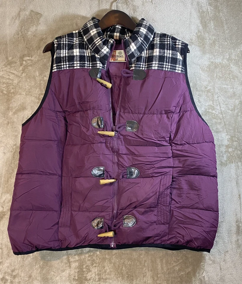 Chaleco acolchado tallado con volantes para mujer talla 2XL Regal ciruela madera botones bolsillos cremallera completa Foto 1 de 4