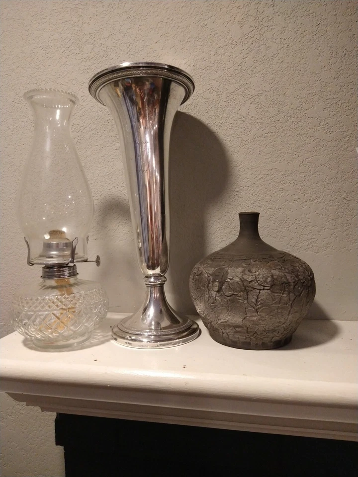 Массивный. 14-дюймовая труба ваза Watson из чистого серебра моно W. 16,5 унц - Изображение 1 из 4