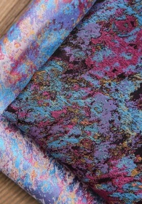 Painting Starry Purple/Pink Polyester Jacquard Brocade fabric, 3 yards x 35” New - Image 1 of 2