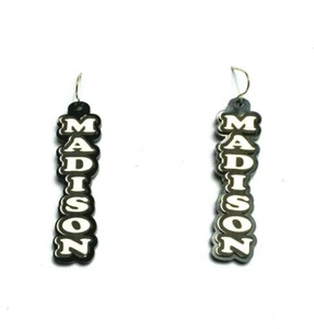 Personalized Custom Post Earrings Name Laser Cut Pretty Black Gold Post Any Name - Picture 1 of 5