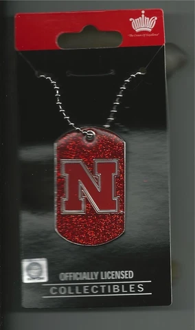 Nebraska Cornhuskers Glitter Dog Tag Necklace Team Colors Cover