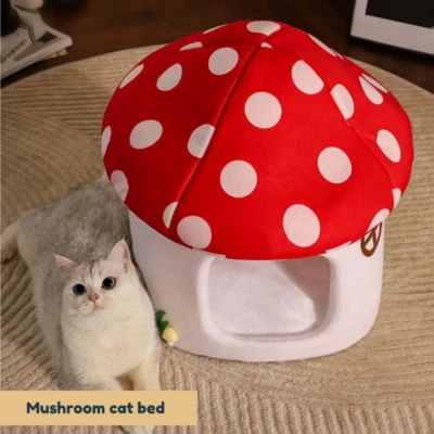 Mushroom Cat Bed | Cute Cat Bed | Cottagecore Cat Furniture | Fairy Tale Cat Bed - Image 1 of 3