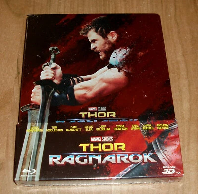 THOR RAGNAROK STEELBOOK BLU-RAY 3D+BLU-RAY NUEVO PRECINTADO ACCION A-B-C - Imagen 1 de 3