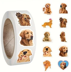 500 Adorable Golden Retriever STICKERS. SUPER CUTE for scrapbooks and favors - Picture 1 of 6