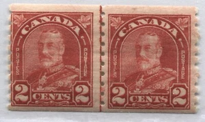 Canada 1930 2 cents carmine Scroll issue Coil Joint Line pair mint o.g. hinged  - Picture 1 of 1