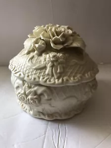 VINTAGE MILK PORCELAIN OR CERAMIC BOWL WITH TOP ROSE EMBOSSED FINISH - Picture 1 of 8