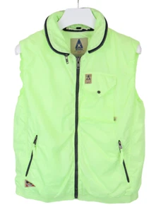 GAASTRA Waistcoat Men's LARGE Lined Hidden Hood Zip Neon Green Lightweight - Picture 1 of 9