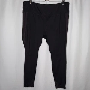 MTA Yoga Pants Womens 2X Black Pull On Metallic Stripe Elastic Waist Hip Pocket - Picture 1 of 7