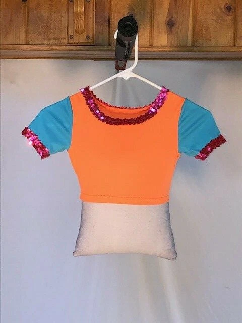 Top corto juvenil naranja y azul con detalles rosas  Foto 1 de 1