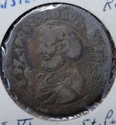 1796 Roman 2.5 Bai Copper Coin. PiusVI St. Peter. - Image 1 of 2