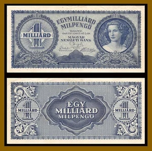 Hungary 1 Milliard Milpengo (Pengo), 1946 P-131 Hyperinflation XF+ - Picture 1 of 1