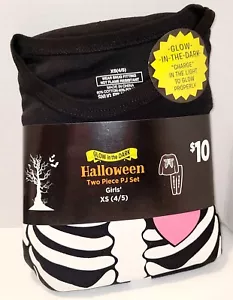 Glow in the Dark Halloween Two Piece PJ Set Girls Size XS Pajamas Jammies 4/5 - Picture 1 of 3